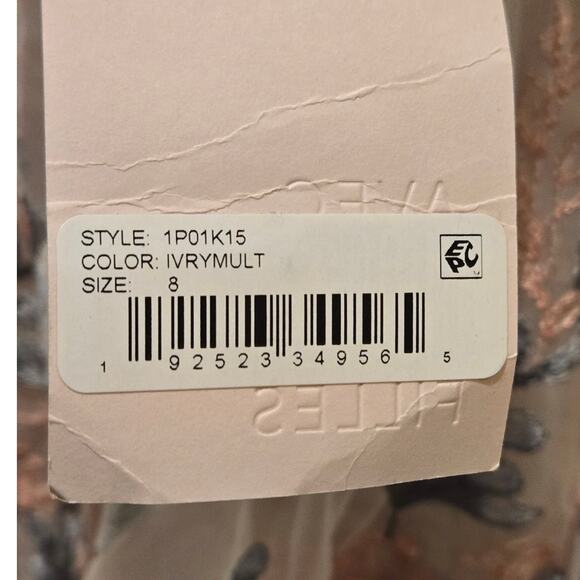 Avec Les Filles Ivory Pink Floral Embroidered Dress Nude Lining Size 8 NWT - Picture 4 of 5